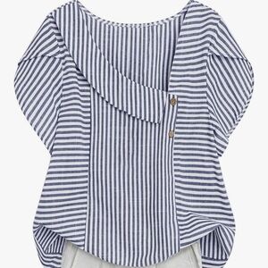New Women's Cotton Linen Short Sleeve Blouse Size OXL